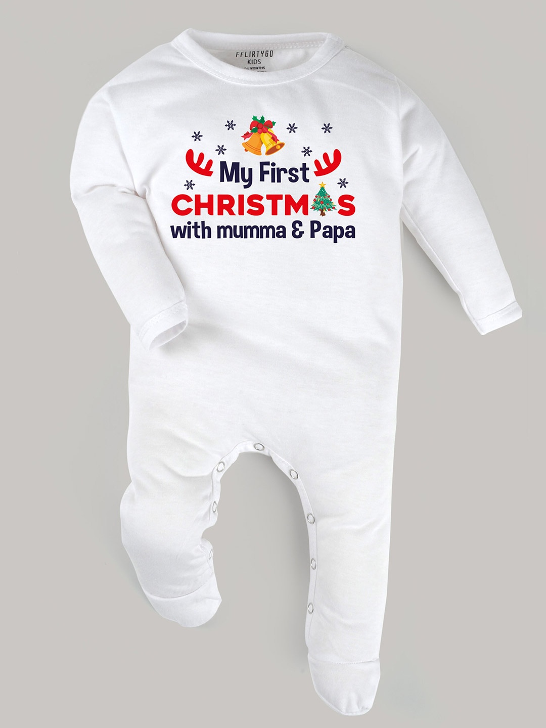 

FFLIRTYGO Infants Typography Printed Cotton Sleepsuit, White