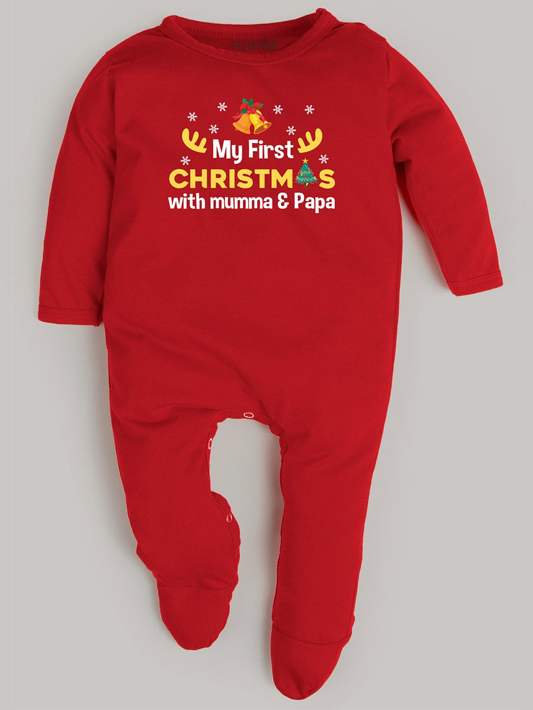 

FFLIRTYGO Infants Typography Printed Pure Cotton Sleepsuit, Red