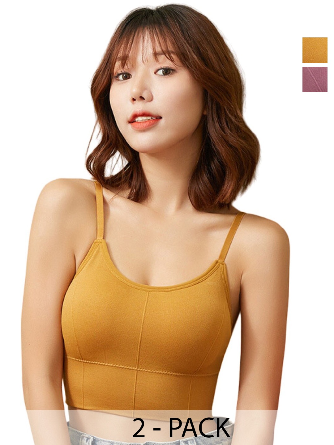 

MYYNTI Pack Of 2 Full Coverage Dry Fit Removable Padded Everyday Bras With All Day Comfort, Yellow
