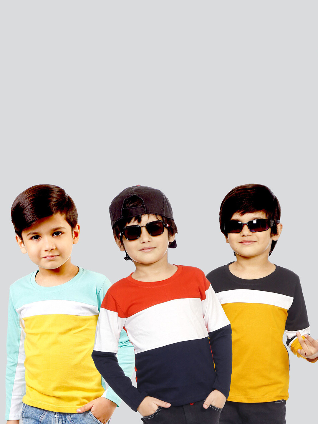 

Mojua Boys Pack Of 3 Colourblocked Bio Finish Pure Cotton T-shirt, Yellow