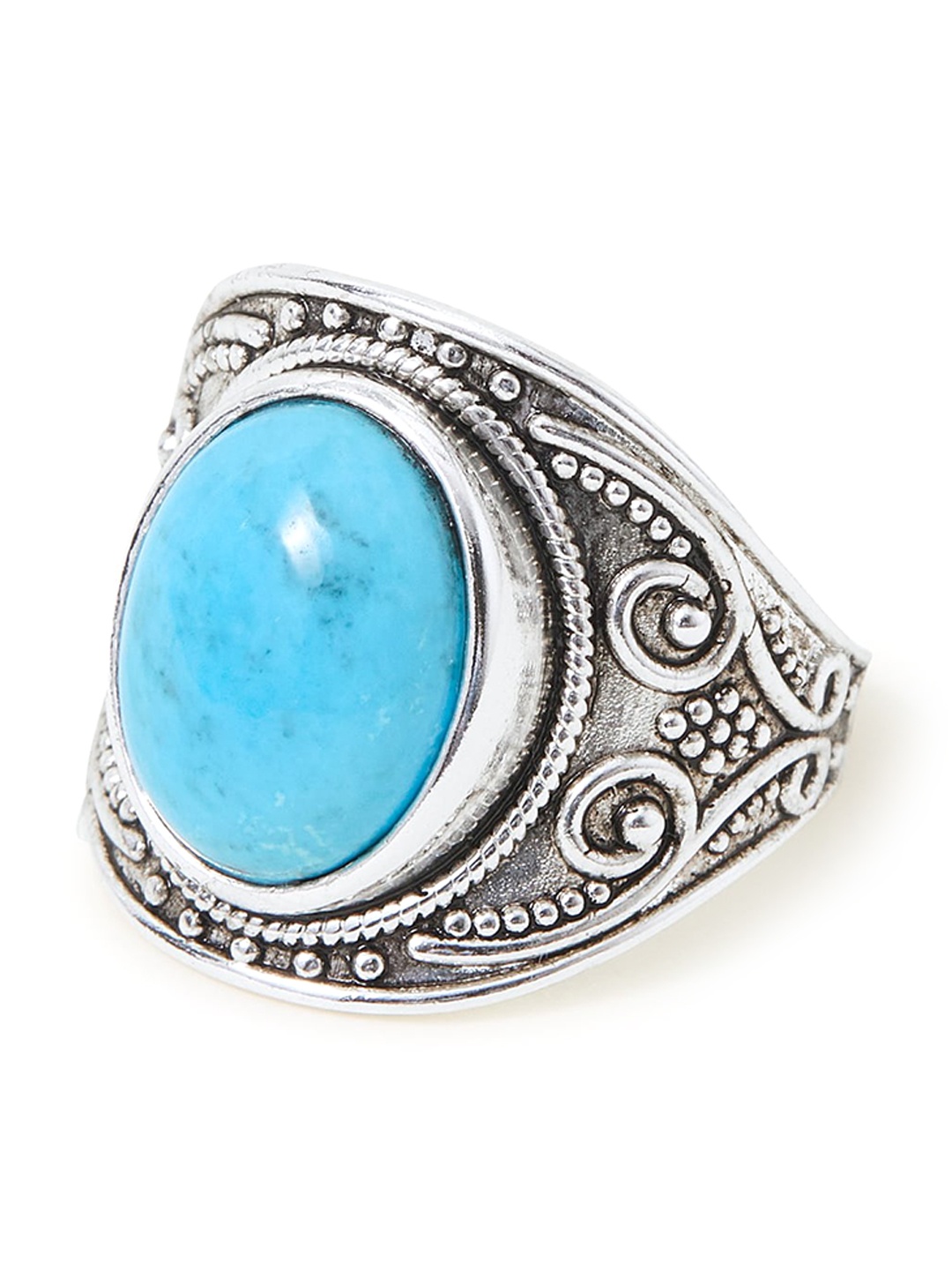 

Accessorize London Women Sterling Silver Plated Oxidised Band Ring