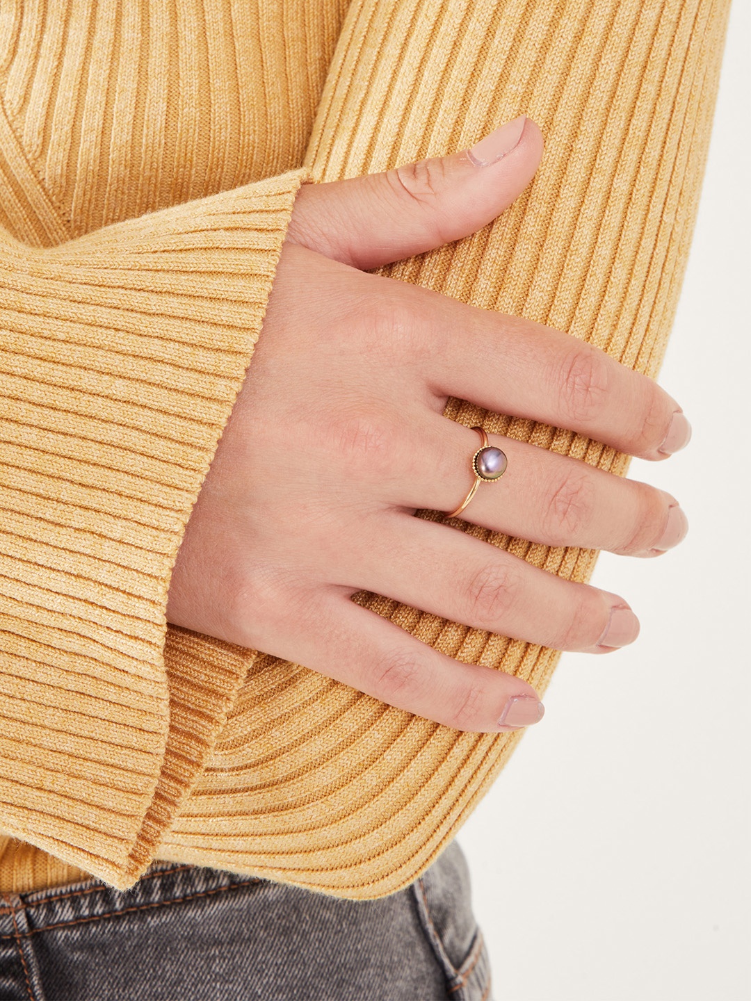 

Accessorize London 14K Gold-plated Grey Pearl Ring