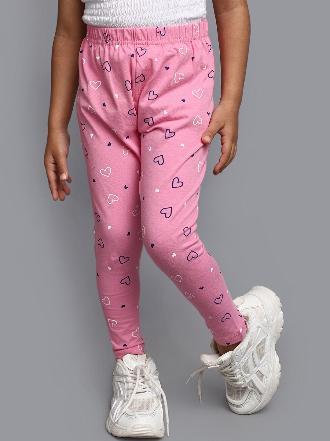 

V-Mart Girls Printed Ankle Length Leggings, Pink