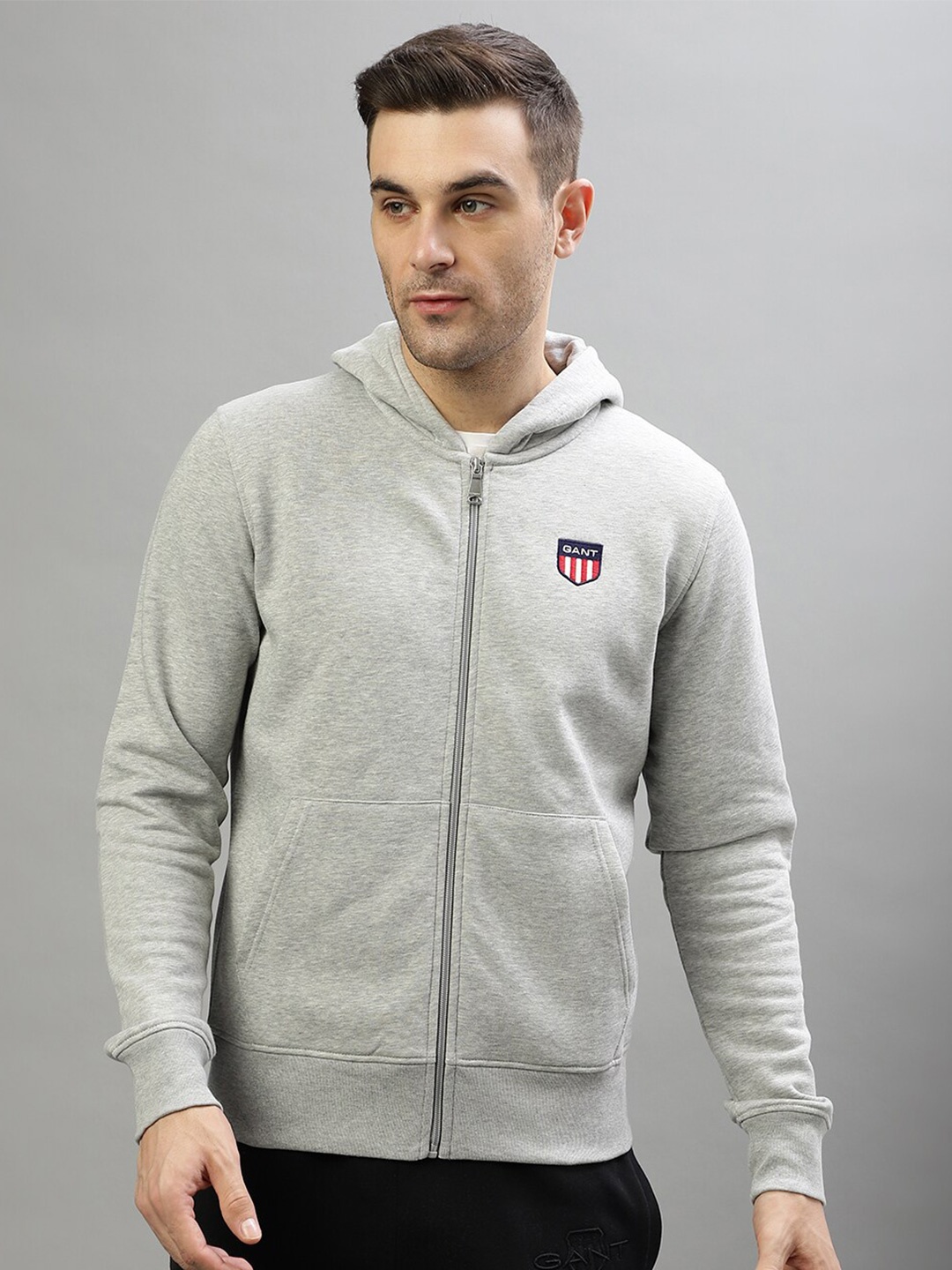 

GANT Hooded Front-Open Sweatshirt, Grey