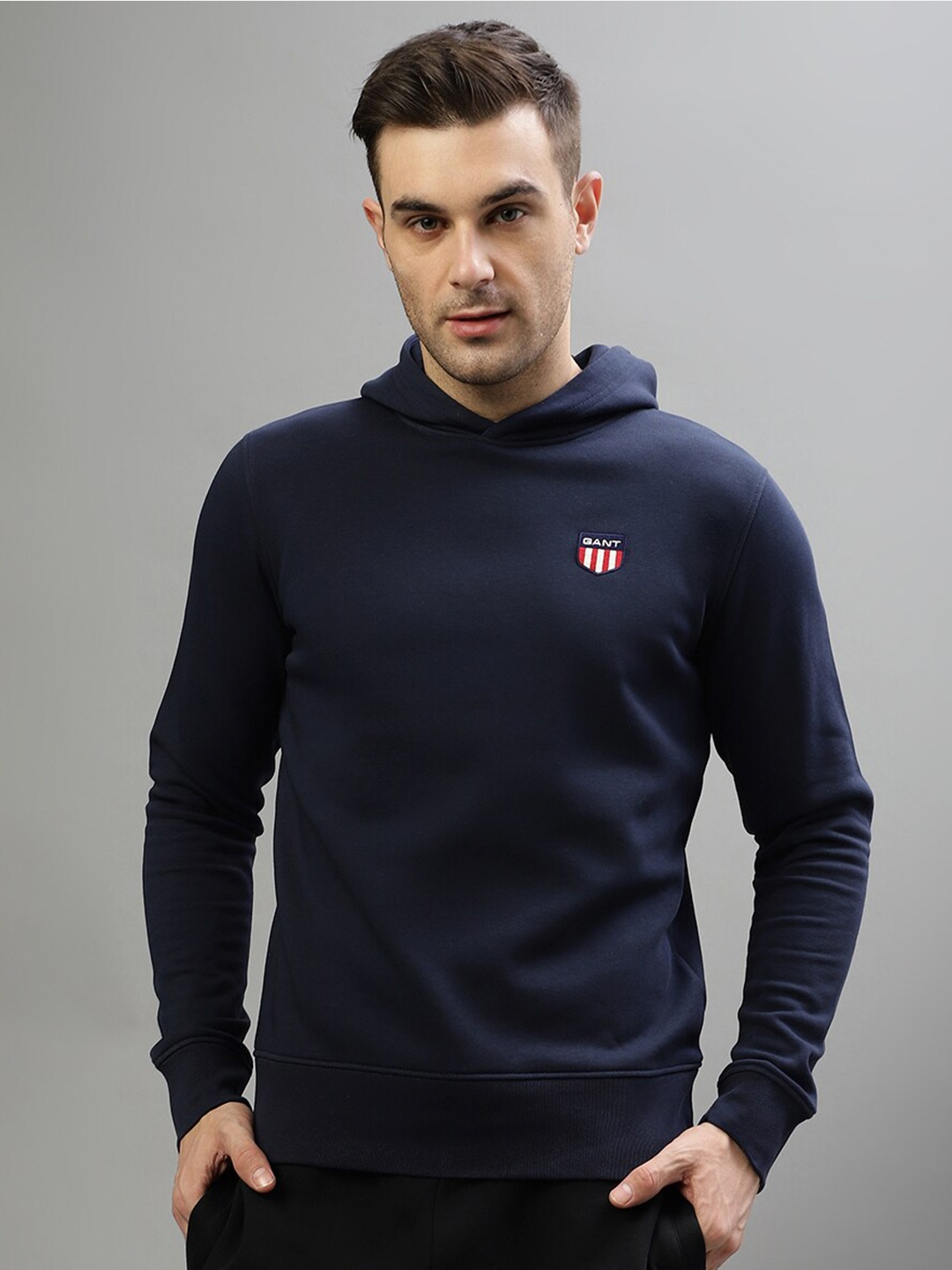 

GANT Hooded Pure Cotton Pullover Sweatshirt, Blue