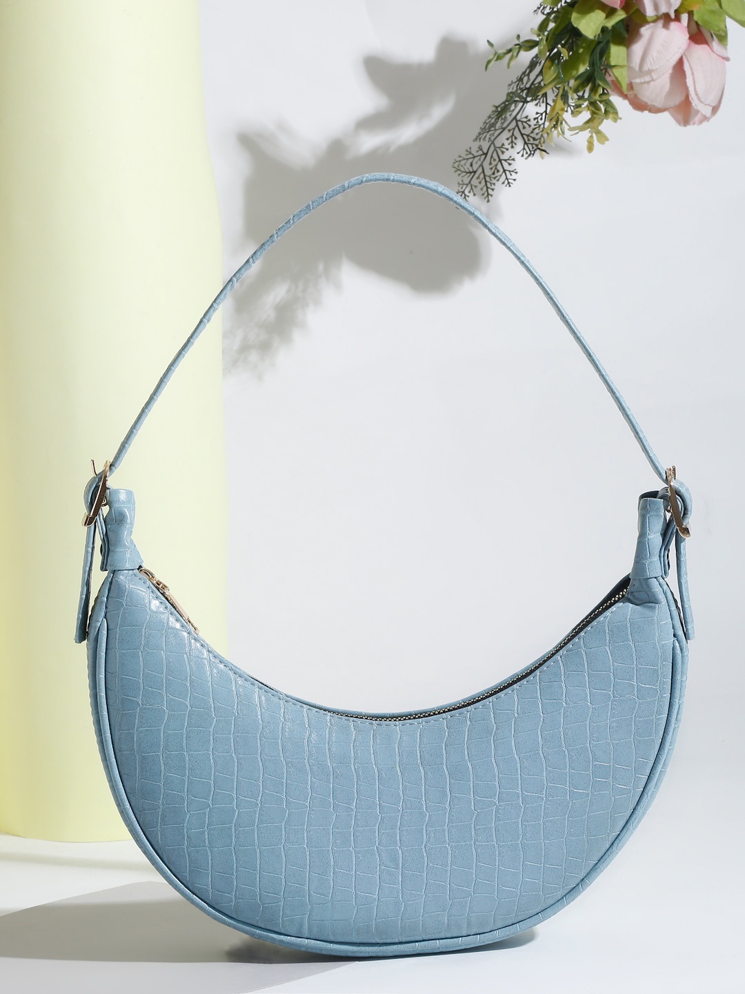 

Apsis Textured Half Moon Shoulder Bag, Blue