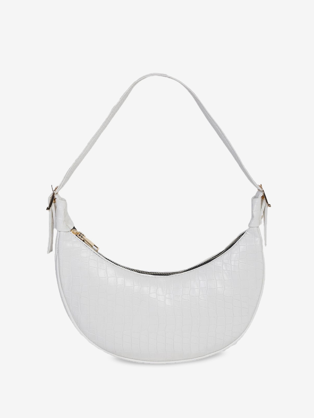 

Apsis Textured Structured Hobo Bag, White