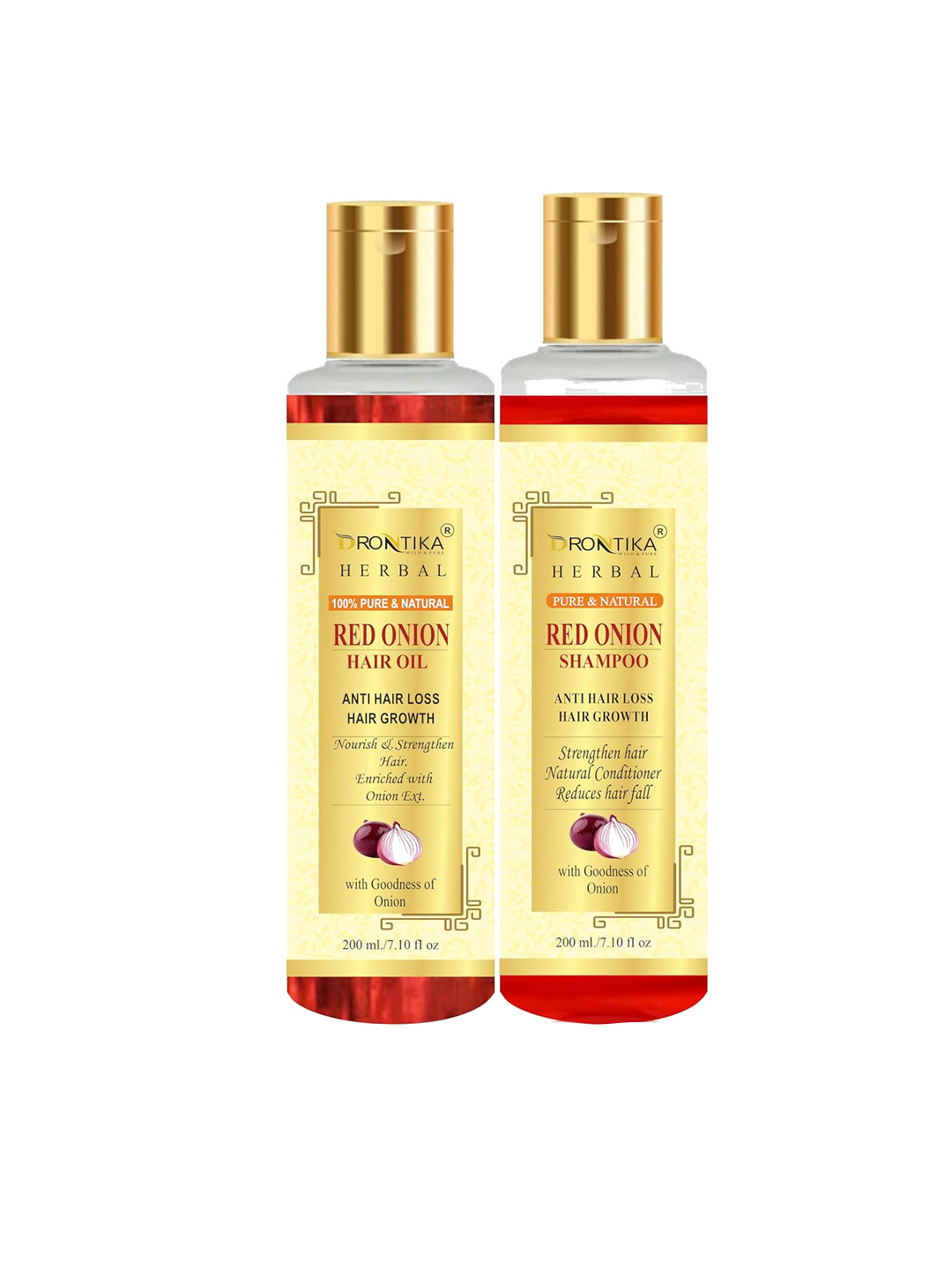 

DRONTIKA Set Of 2 Red Onion Hair Oil & Shampoo - 200ml Each, White