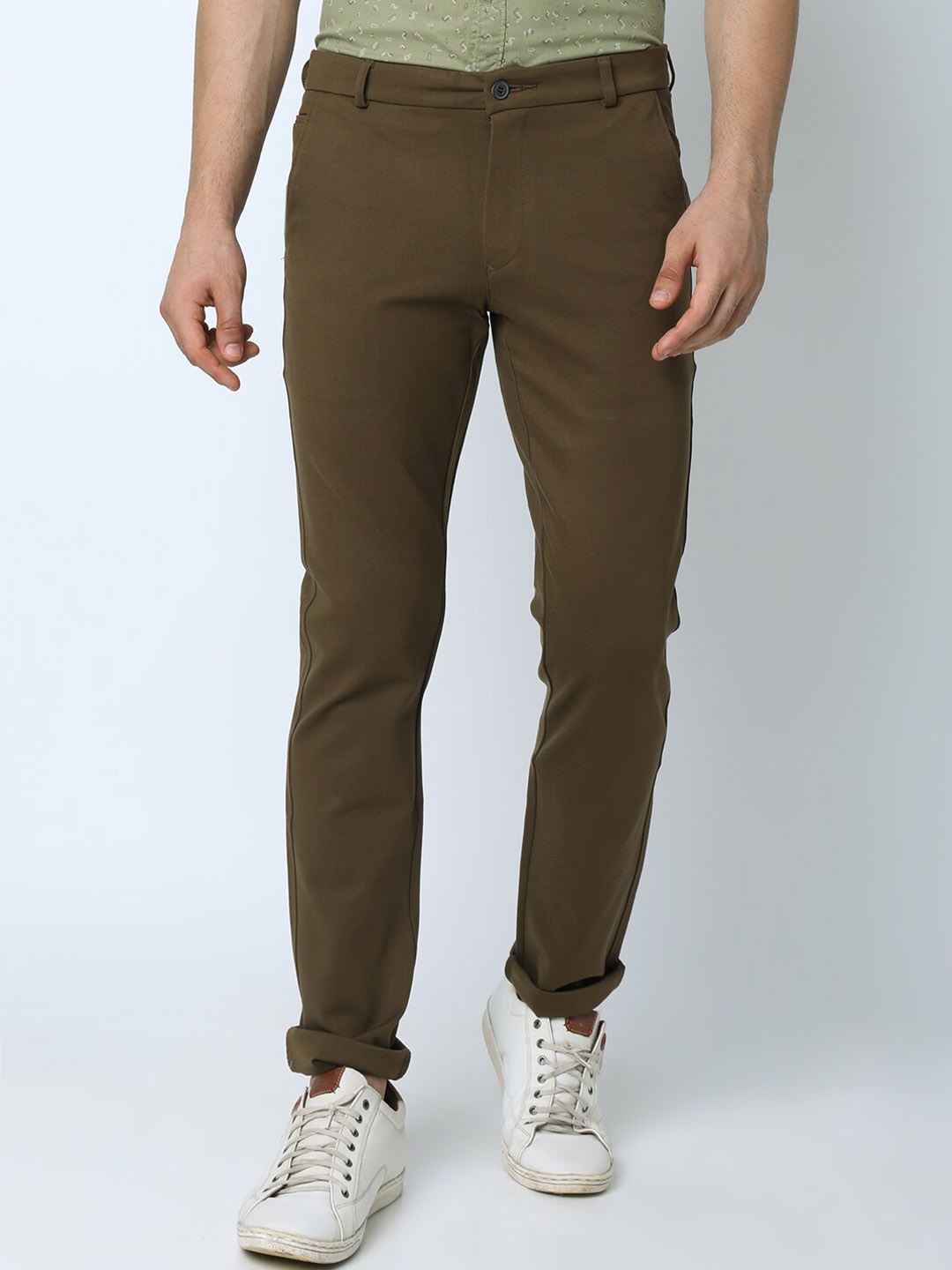 

Oxemberg Men Slim Fit Cotton Chinos Trousers, Brown