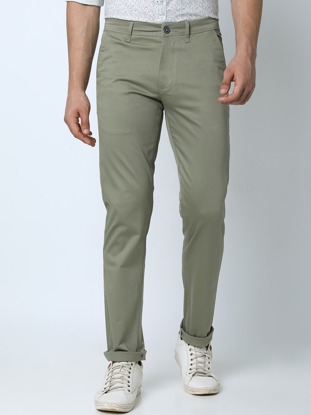 

Oxemberg Men Slim Fit Cotton Chinos Trousers, Green