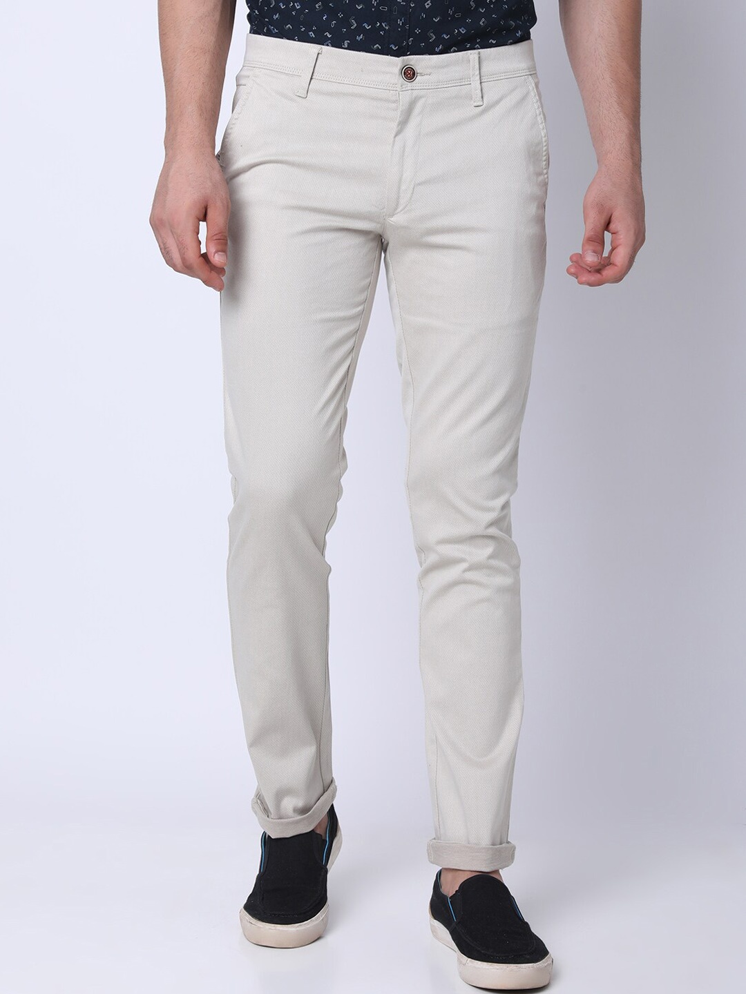 

Oxemberg Men Slim Fit Cotton Chinos Trousers, White