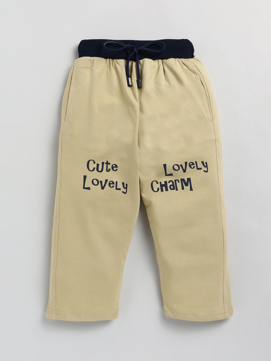 

BAESD Boys Typography Printed Cotton Track Pant, Beige