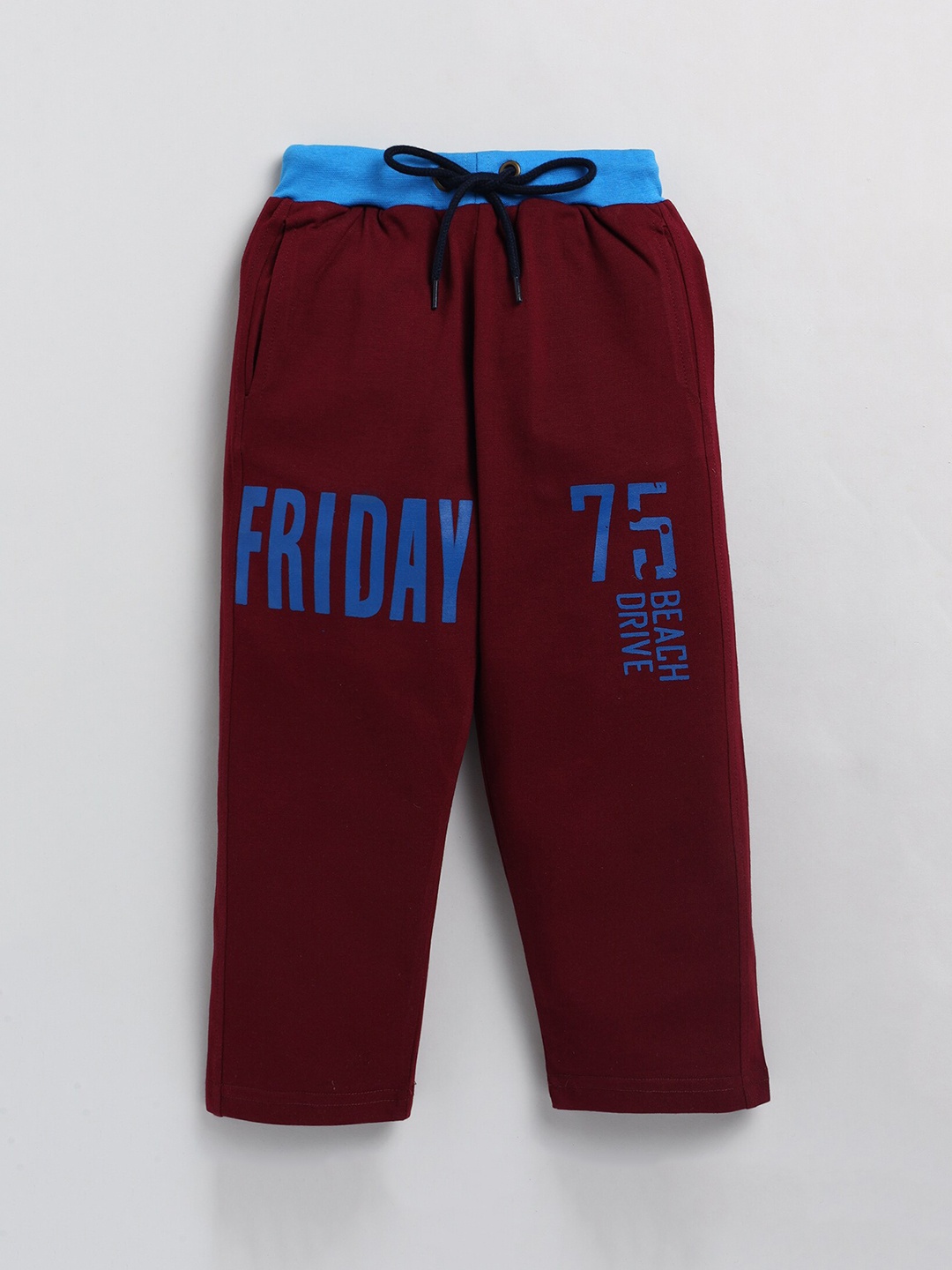 

BAESD Boys Printed Cotton Mid Rise Track Pant, Maroon