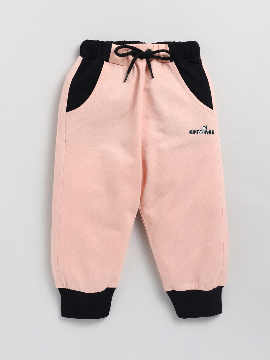

BAESD Girls Colourblocked Cotton Joggers, Peach