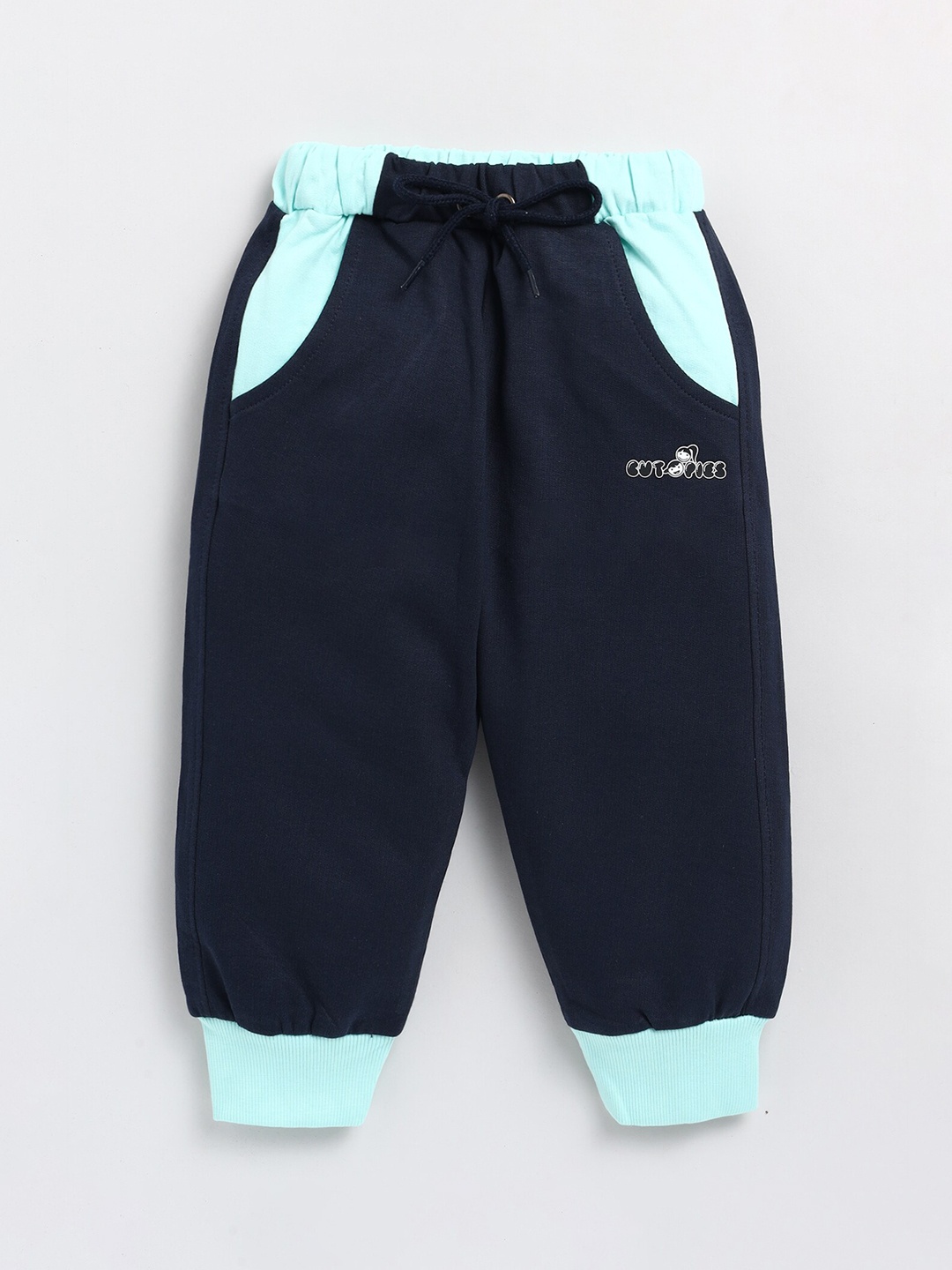 

BAESD Girls Colourblocked Cotton Joggers, Navy blue