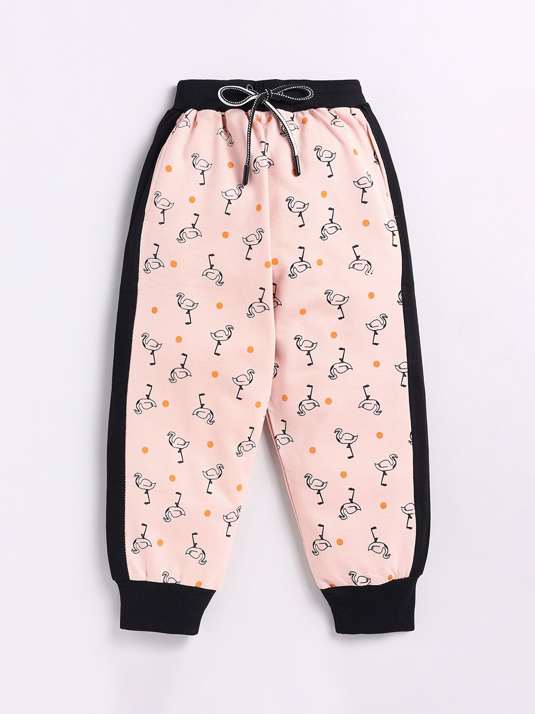 

BAESD Girls Printed Pure Cotton Joggers, Peach