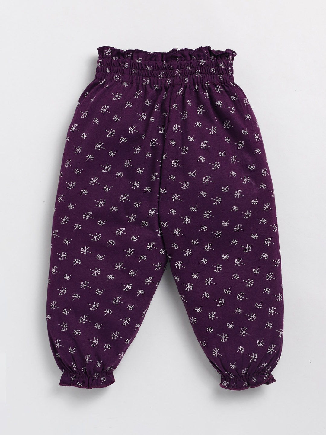 

BAESD Girls Floral Printed Pure Cotton Mid Rise Joggers, Purple