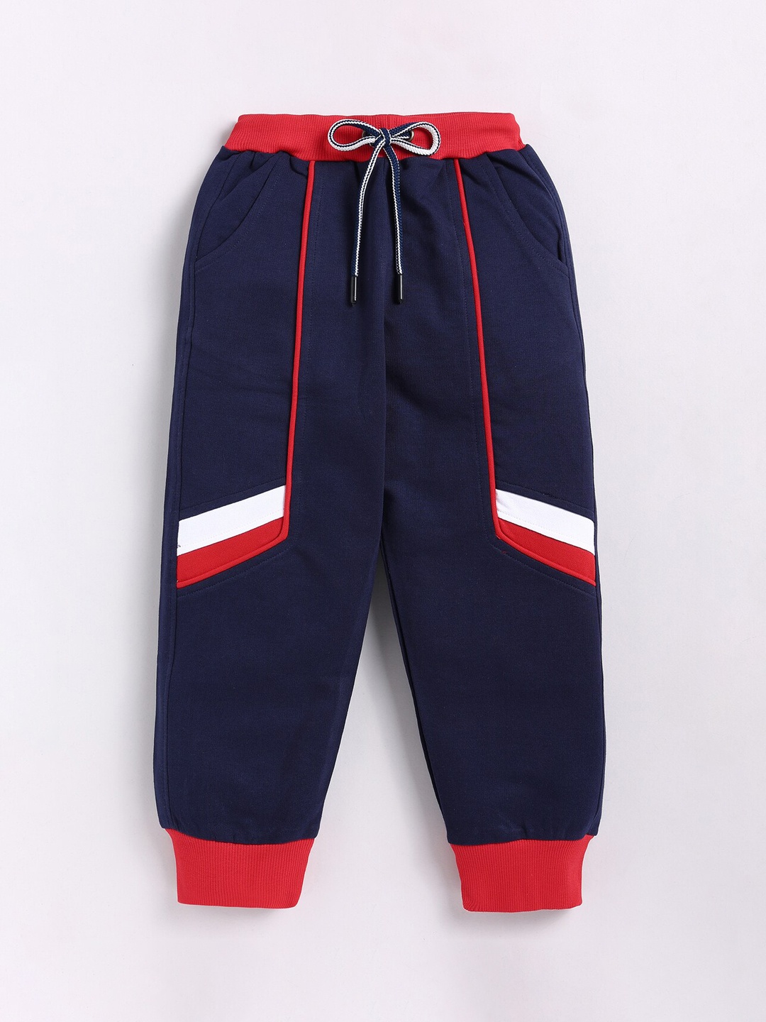 

BAESD Boys Colourblocked Mid-Rise Cotton Joggers, Navy blue