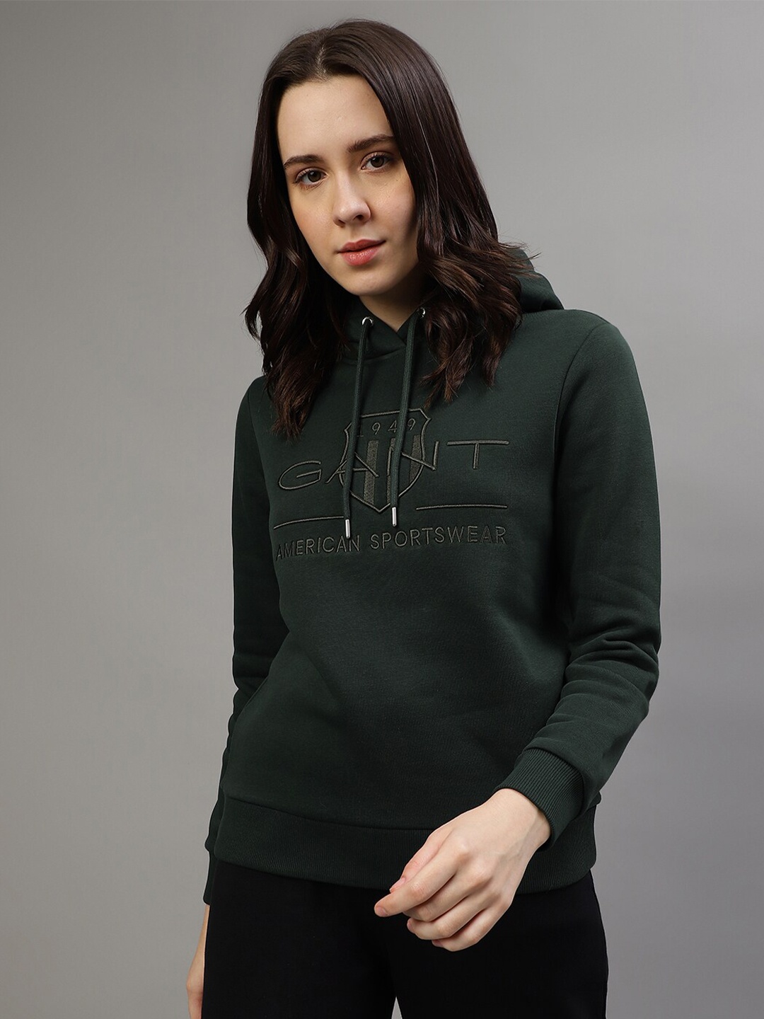 

GANT Embroidered Hooded Pullover Sweatshirt, Green