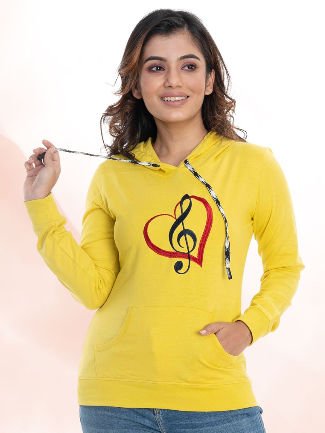 

StyleAOne Graphic Printed Hooded Cotton Pullover, Yellow