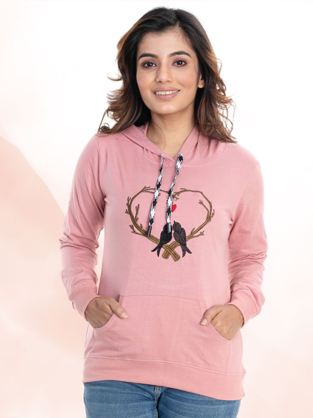 

StyleAOne Graphic Printed Hooded Cotton Pullover, Pink