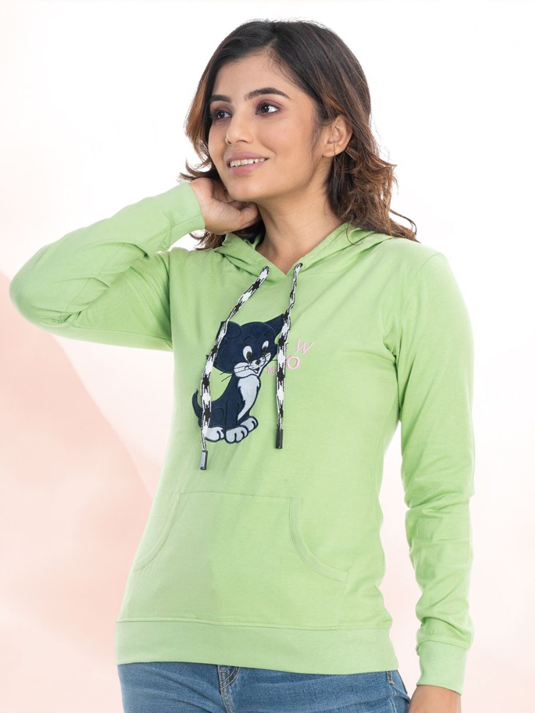 

StyleAOne Graphic Printed Hooded Cotton Pullover, Green