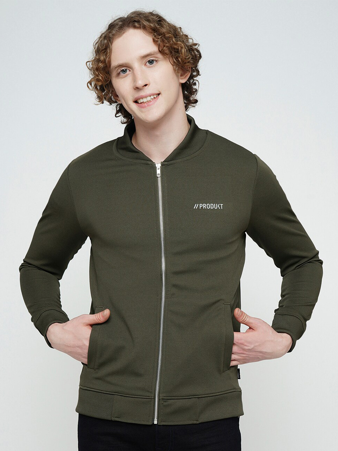 

Jack & Jones Henley Collar Front Open Sweatshirt, Green
