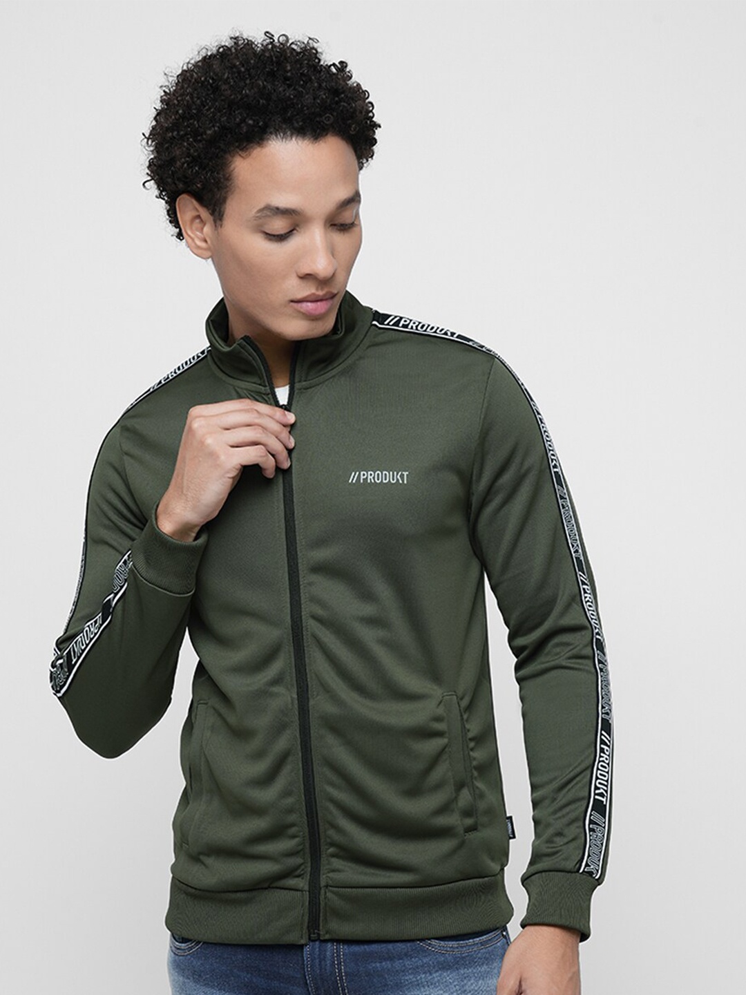 

Jack & Jones Mock Collar Front-Open Sweatshirt, Green