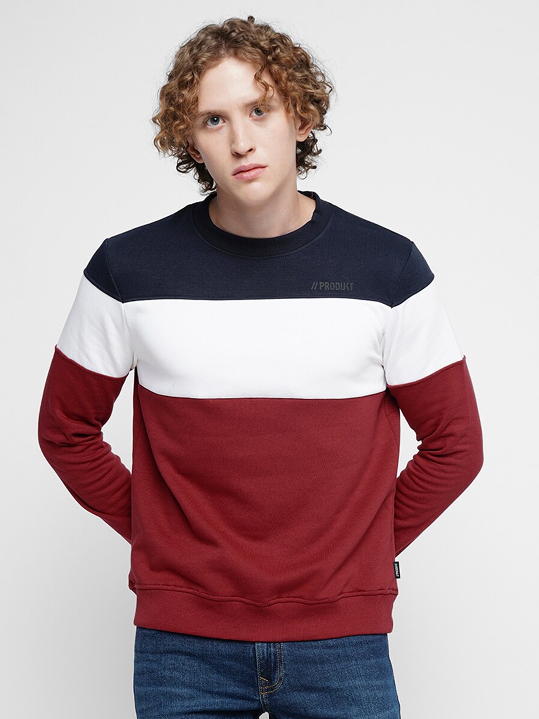 

Jack & Jones Colourblocked Round Neck Pullover Sweatshirt, Red