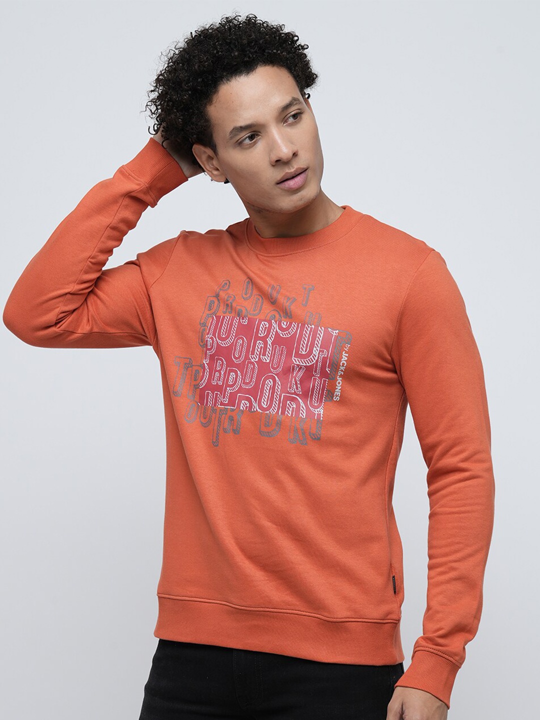 

Jack & Jones Typography Printed Cotton Pullover Sweatshirt, Orange