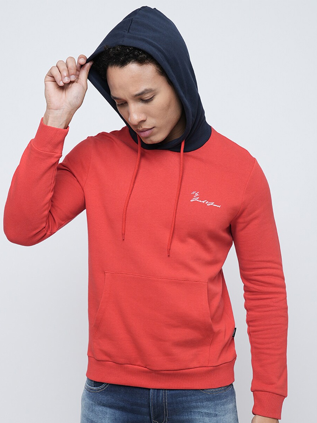 

Jack & Jones Colourblocked Hooded Pullover Sweatshirt, Red