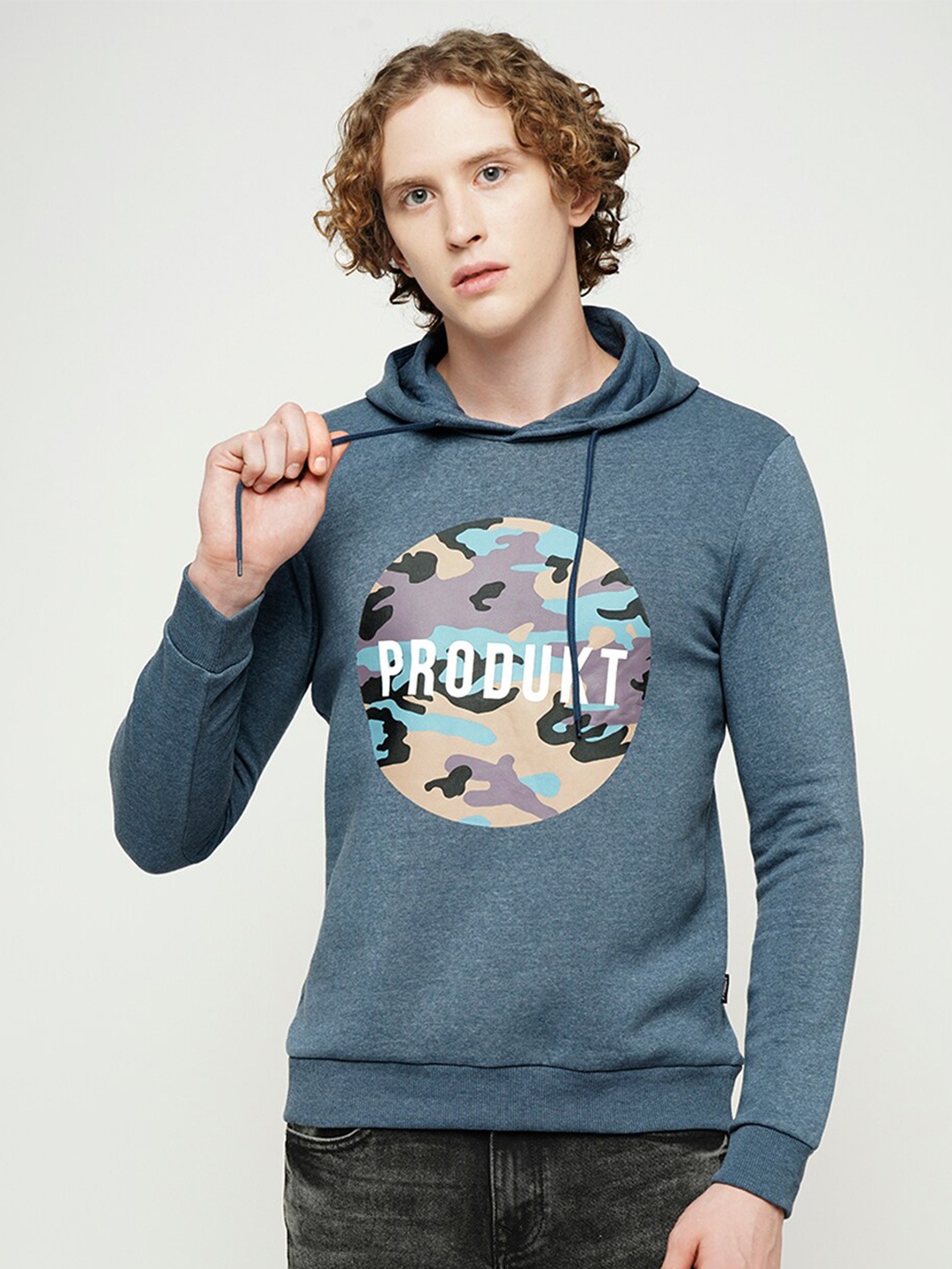 

Jack & Jones Graphic Printed Cotton Hooded Pullover Sweatshirt, Blue