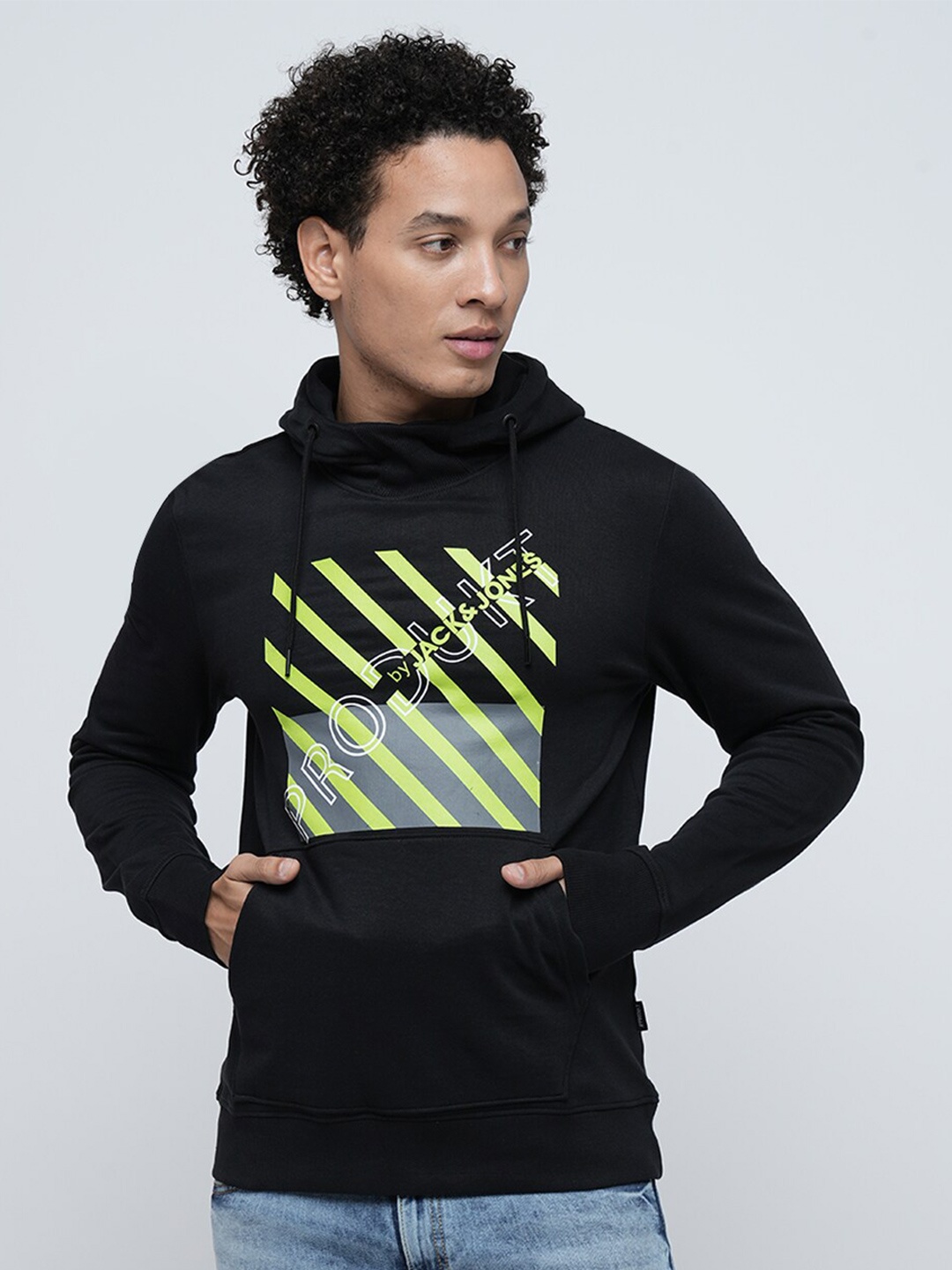

Jack & Jones Typography Printed Hooded Cotton Sweatshirt, Black
