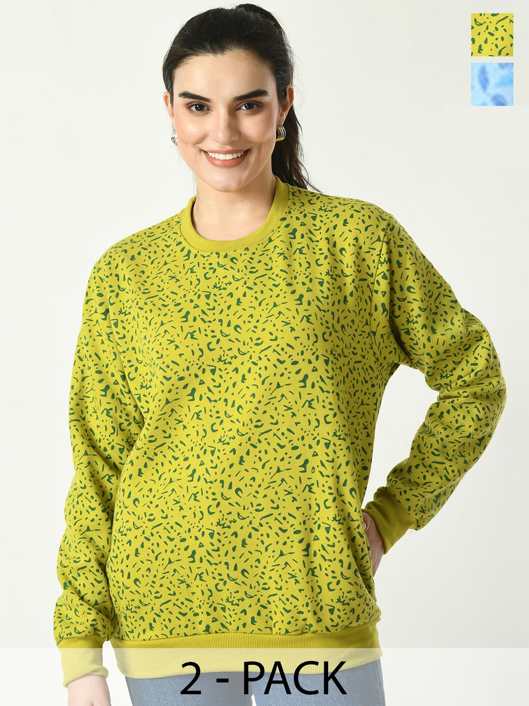 

BAESD Pack Of 2 Printed Sweatshirt, Yellow