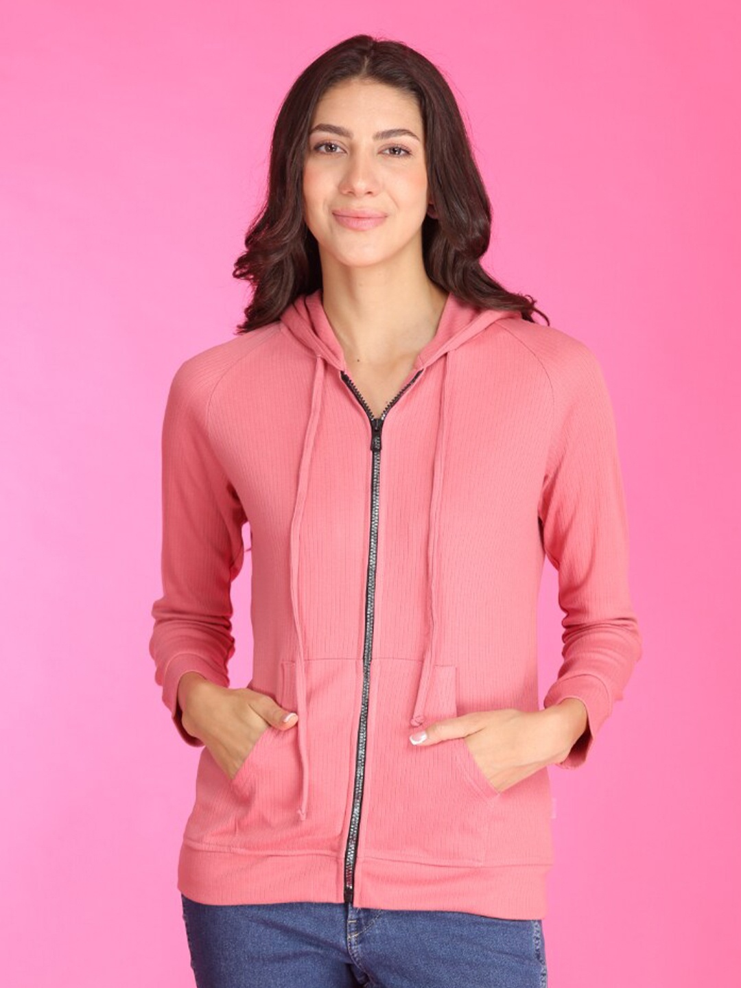 

TITTLI Striped Hooded Pure Cotton Sweatshirt, Pink