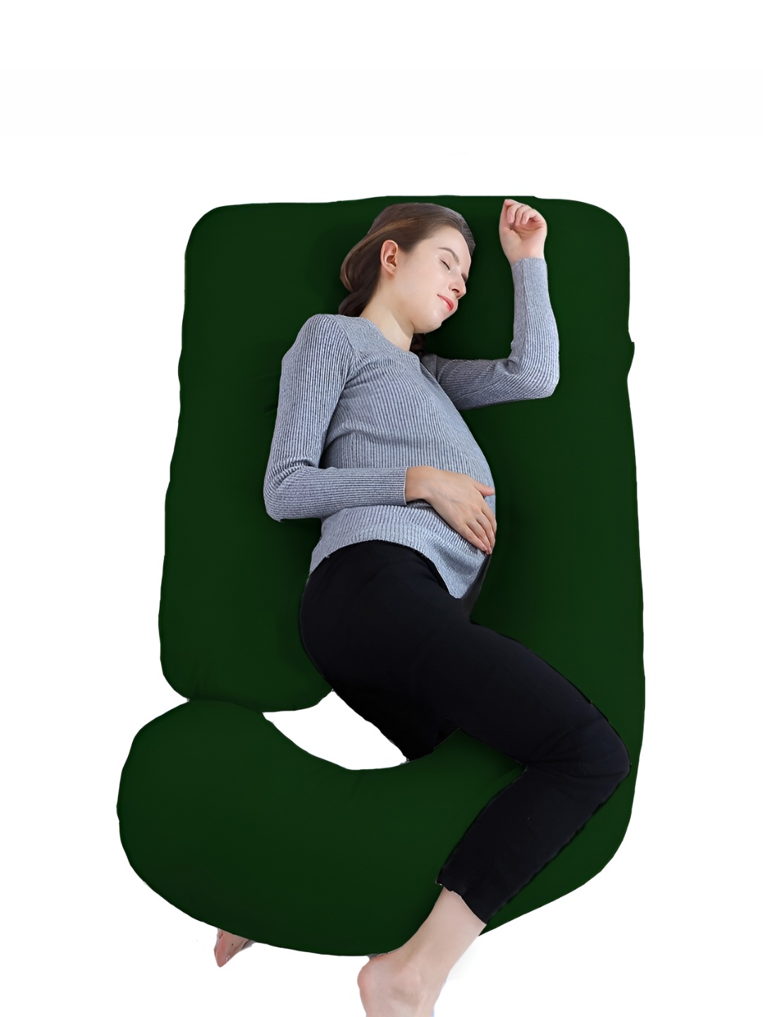 

DADDY COOL Green Fibre Filled Cotton Breathable J Shape Maternity Pillow