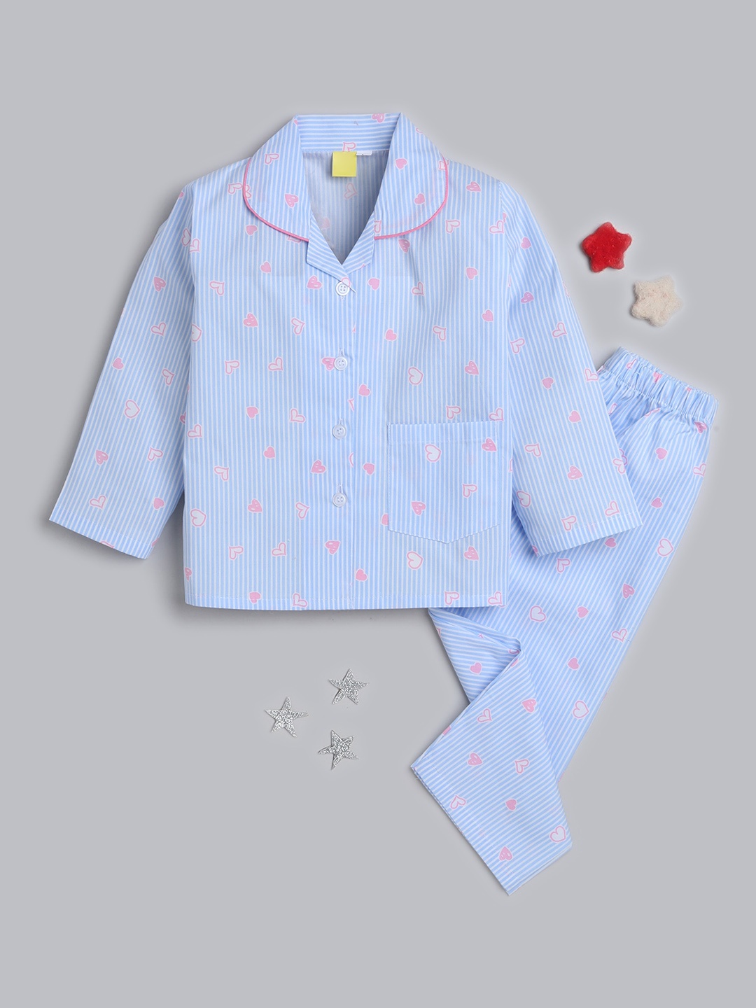

The Magic Wand Kids Graphic Printed Pure Cotton Shirt & Lounge Pant, Blue