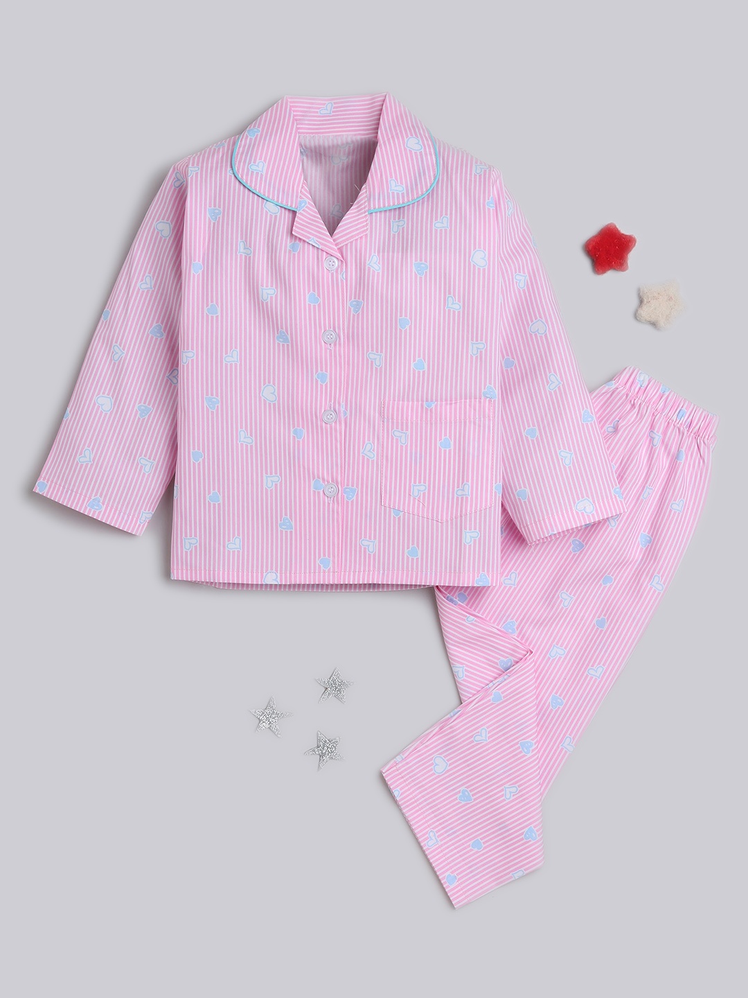 

The Magic Wand Kids Graphic Printed Pure Cotton Shirt & Lounge Pant, Pink