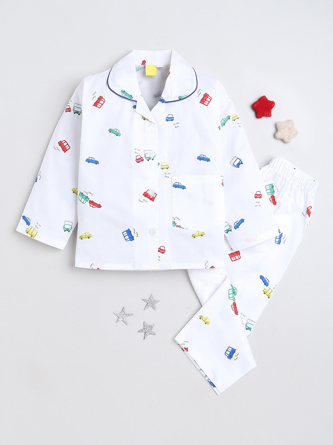 

The Magic Wand Kids Printed Pure Cotton Night suit, White