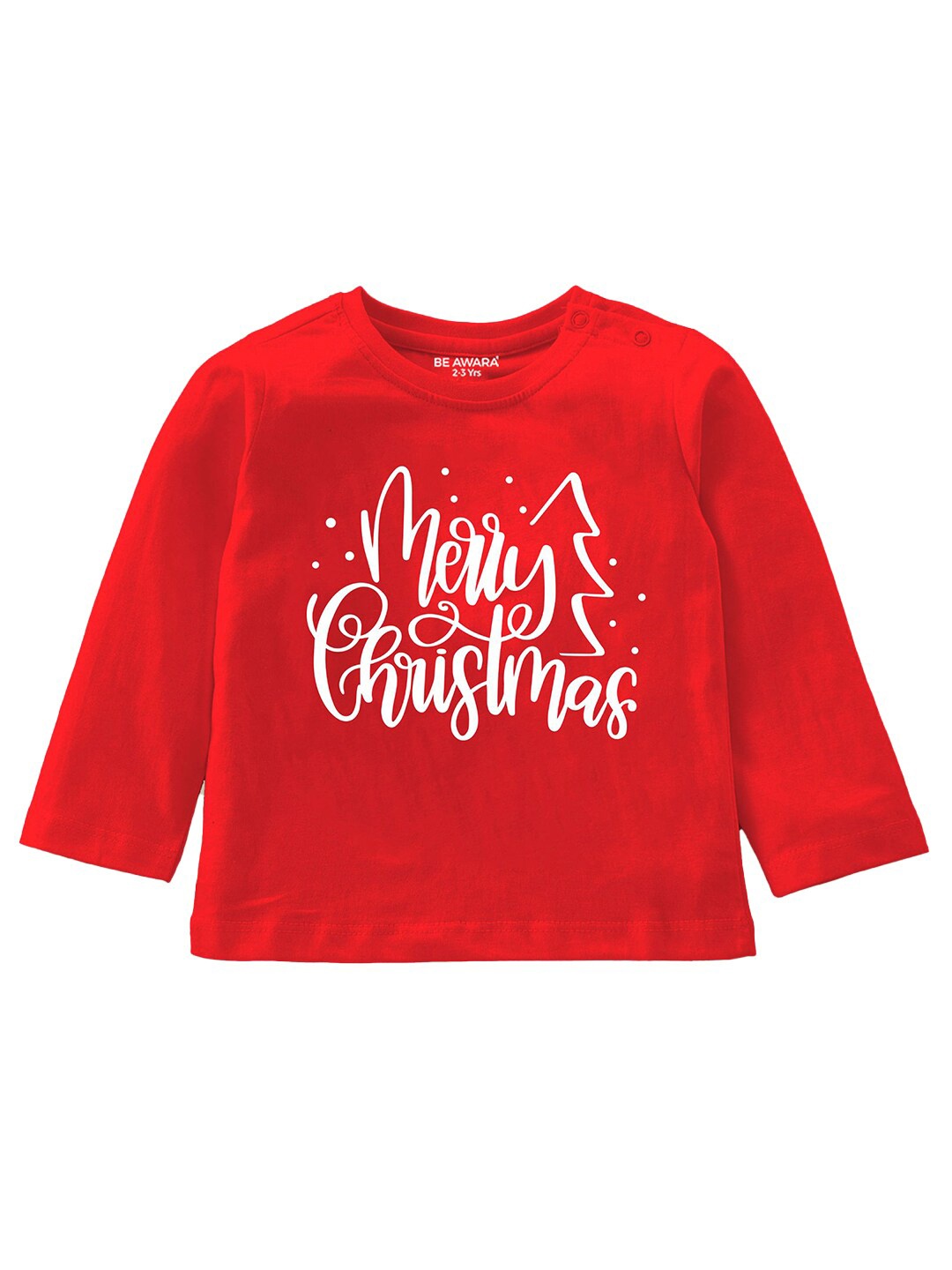 

BE AWARA Kids Typography Printed Cotton T-shirt, Red