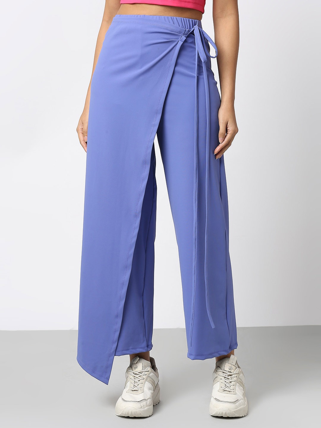 

Disrupt Women Blue Smart Slim Fit Mid-Rise Wrinkle Free Parallel Trousers, Purple
