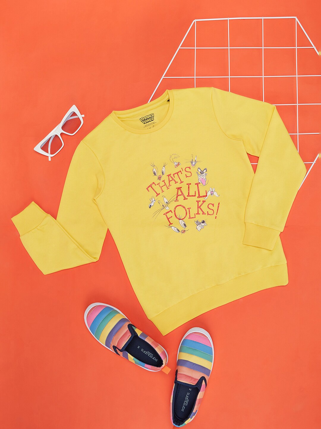 

YU by Pantaloons Girls Tweety Printed Sweatshirt, Yellow