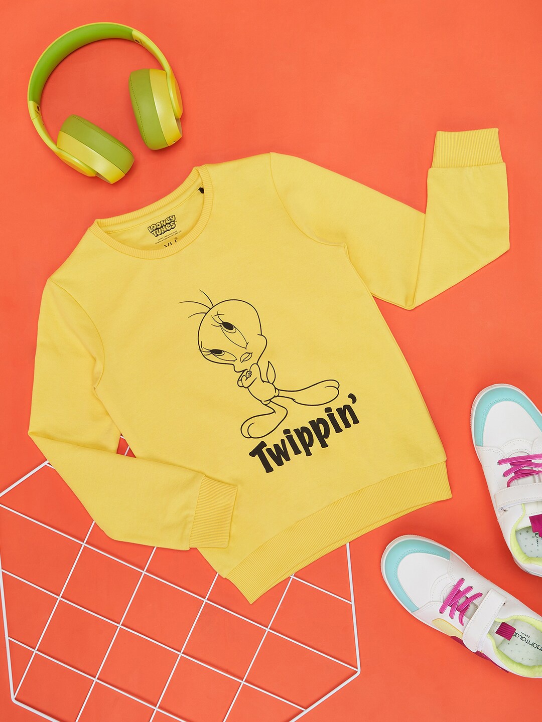 

YU by Pantaloons Girls Tweety Printed Pullover, Yellow