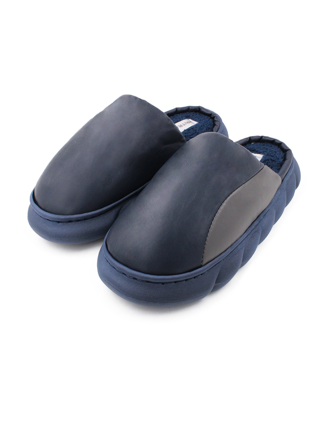 

JENNA Men Warm Fur Room Slippers, Navy blue