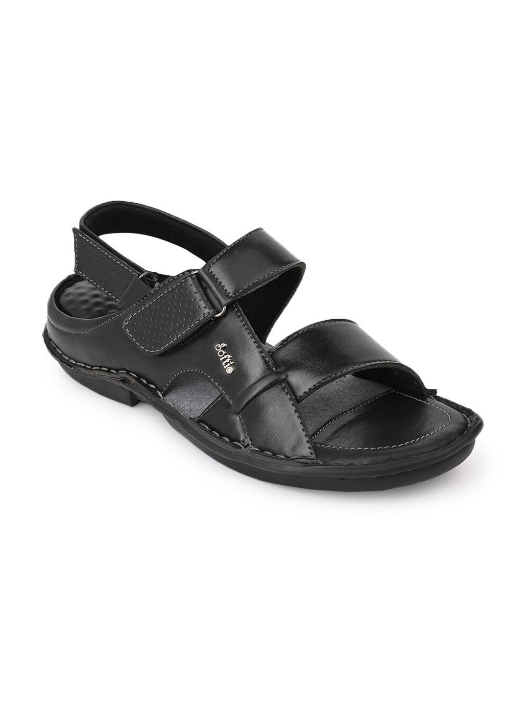 

SOFTIO Men Open Toe Comfort Sandals With Velcro, Black