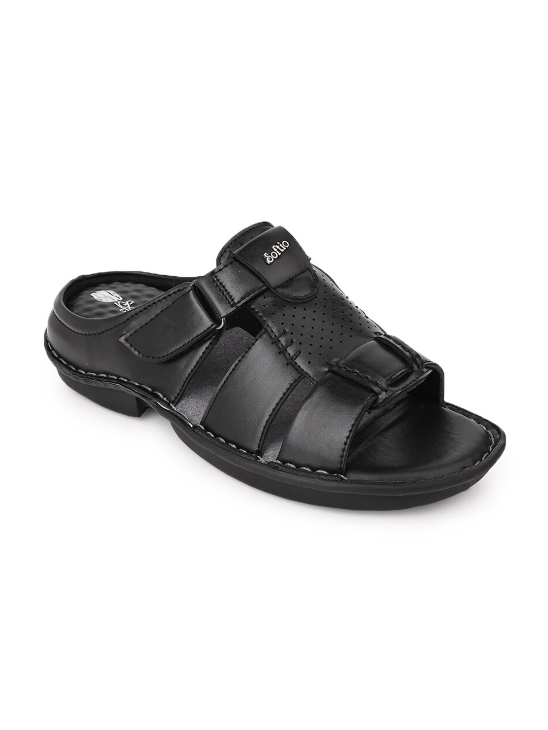 

SOFTIO Men Perforated Leather Comfort Sandals, Black