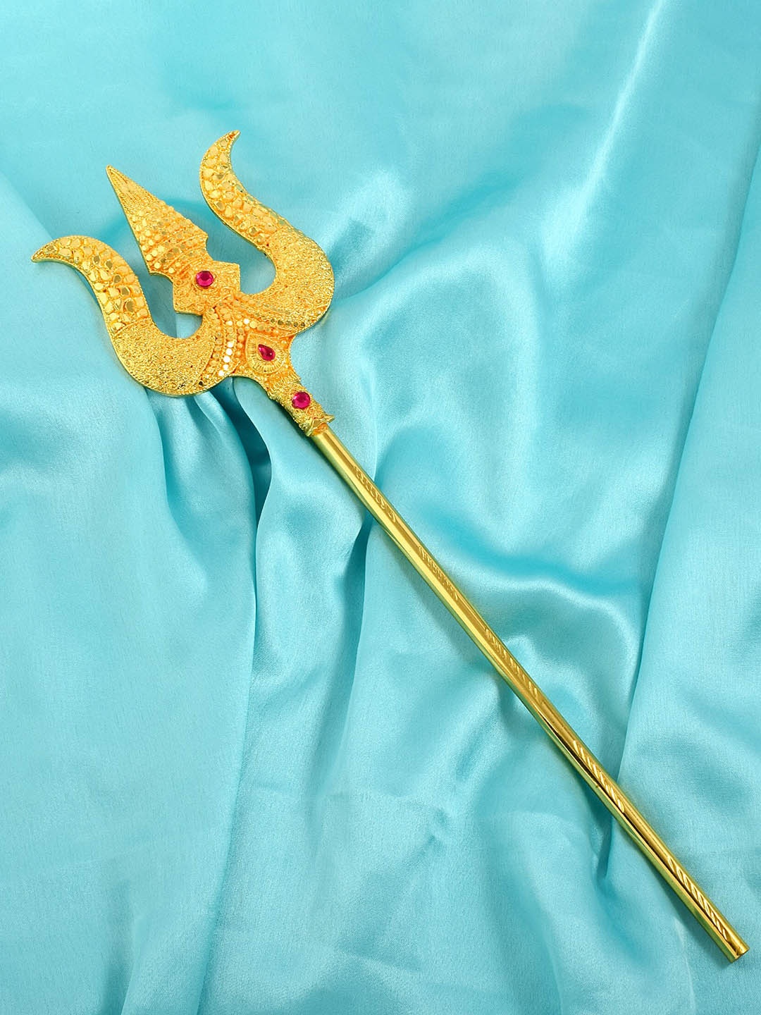 

MEMOIR Gold Plated Meenakari Trishul Trident Showpiece