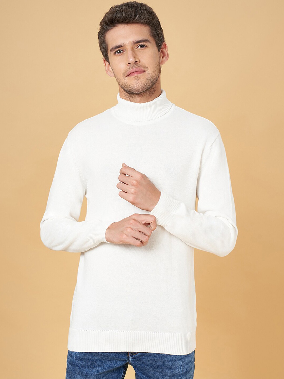 

YU by Pantaloons Turtle Neck Long Sleeves Cotton Pullover Sweater, White