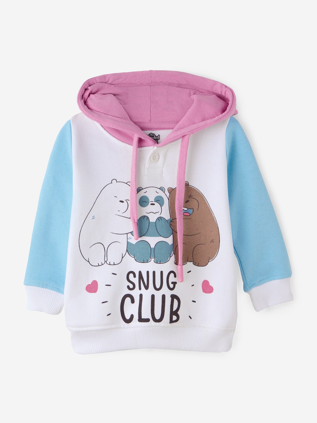 

The Souled Store Girls Graphic Printed Hooded Pure Cotton Pullover Sweatshirt, White