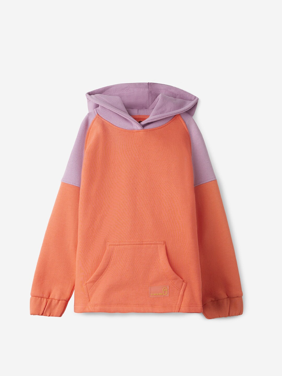 

The Souled Store Girls Colourblocked Hooded Pure Cotton Pullover Sweatshirt, Pink